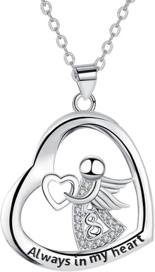 Engelsform Halskette 925 Sterling Silber Herz Anhänger Mama Frauen