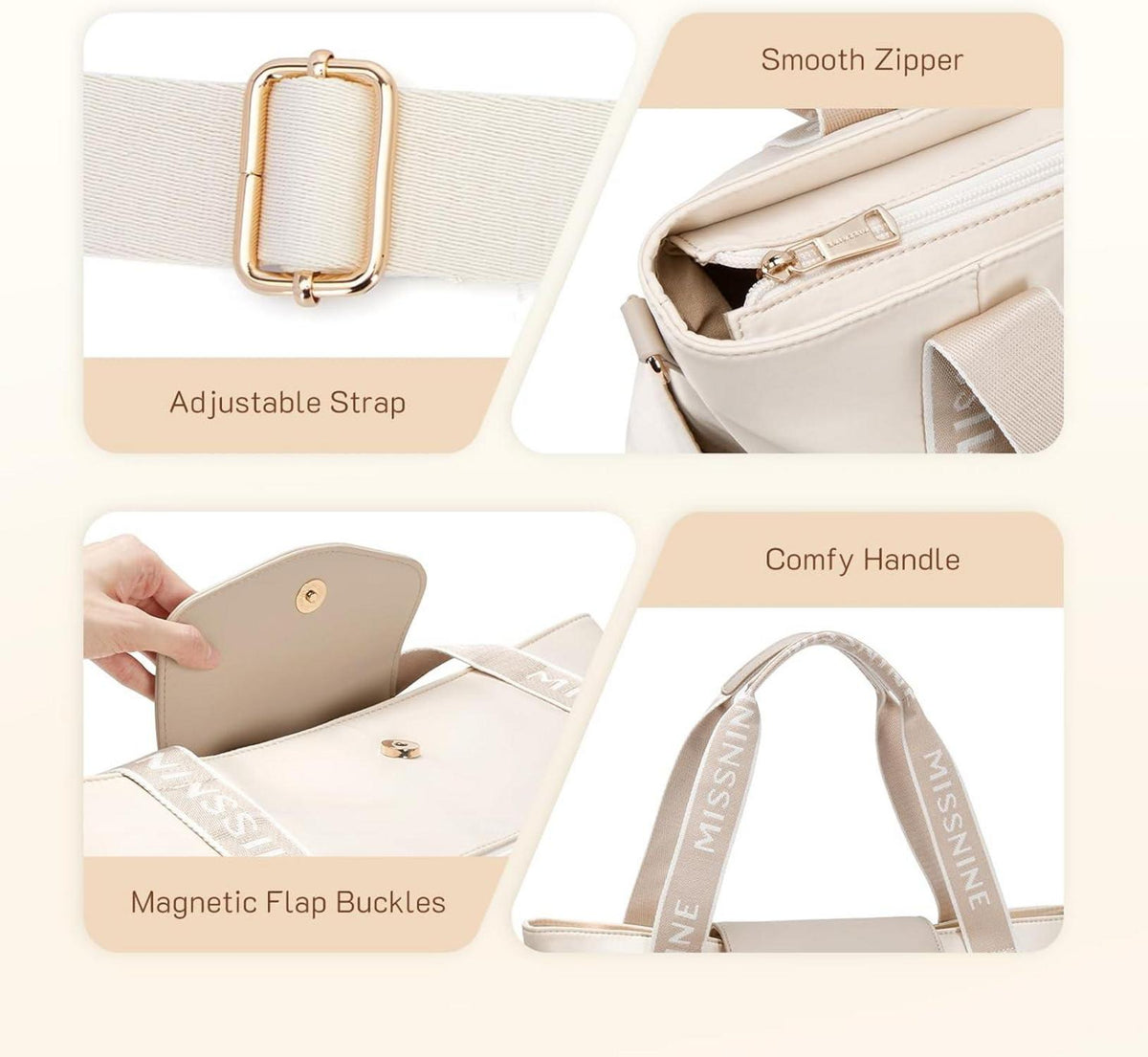 Missnine Laptoptasche Damen Leichte Arbeitstasche 15,6-Zoll Büroreisen