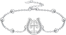 925 Sterling Silber Armband mit Hufeisen Kreuz Anhänger