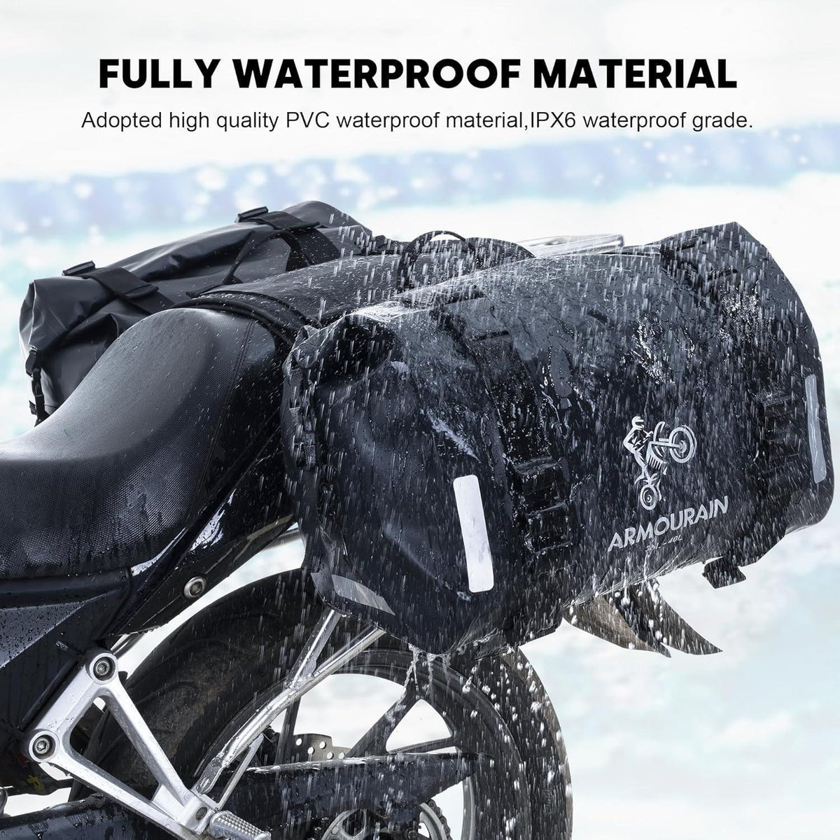 Motorrad Satteltasche 70L Wasserdicht Gepäcktasche Schwarz