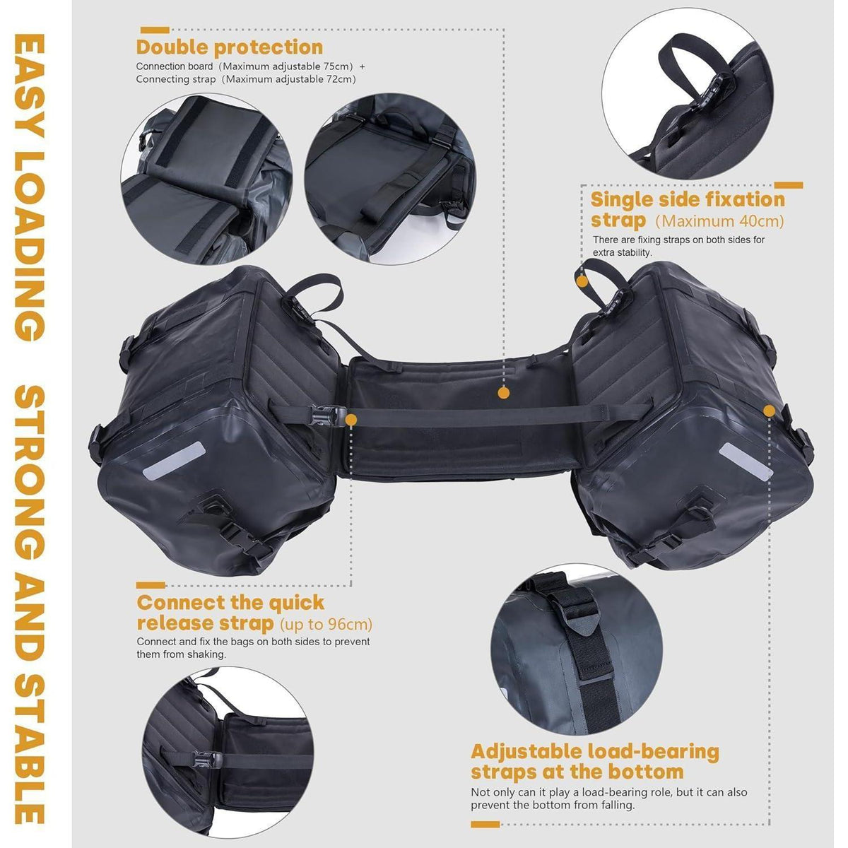 Motorrad Satteltasche 70L Wasserdicht Gepäcktasche Schwarz