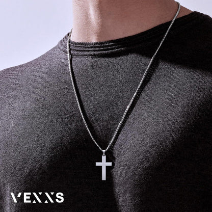 Kreuz Kette Herren Gold 18 Karat Vergoldet Edelstahl halskette mit Kreuz Anhänger,Goldkette Männer Jungen 56.0 Zentimeter