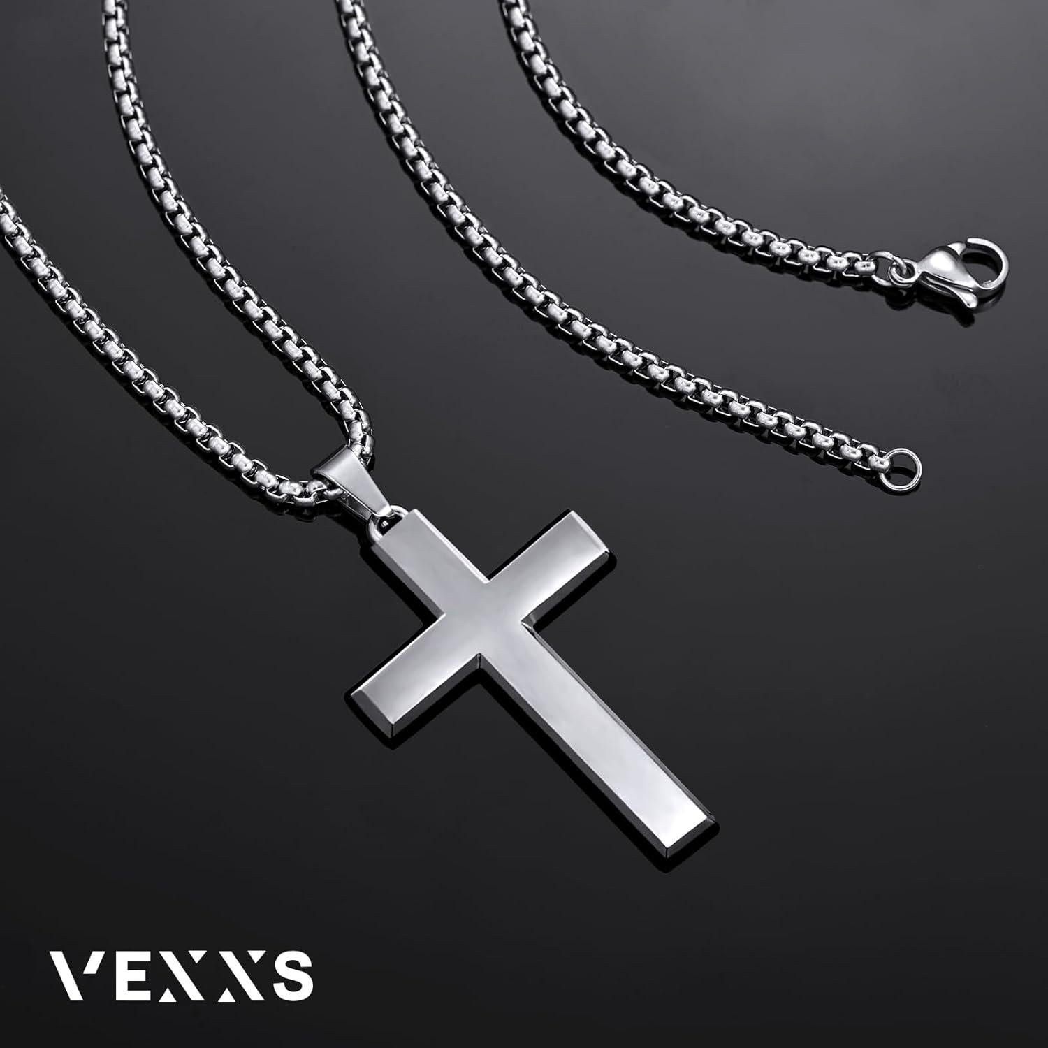 Kreuz Kette Herren 18 Karat Gold Vergoldet Edelstahl Halskette Anhänger