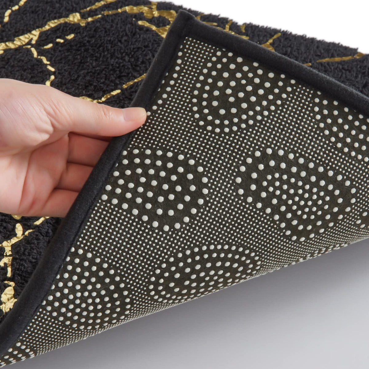 Badematte rutschfest Schwarz Gold Mikrofaser 50x50 cm