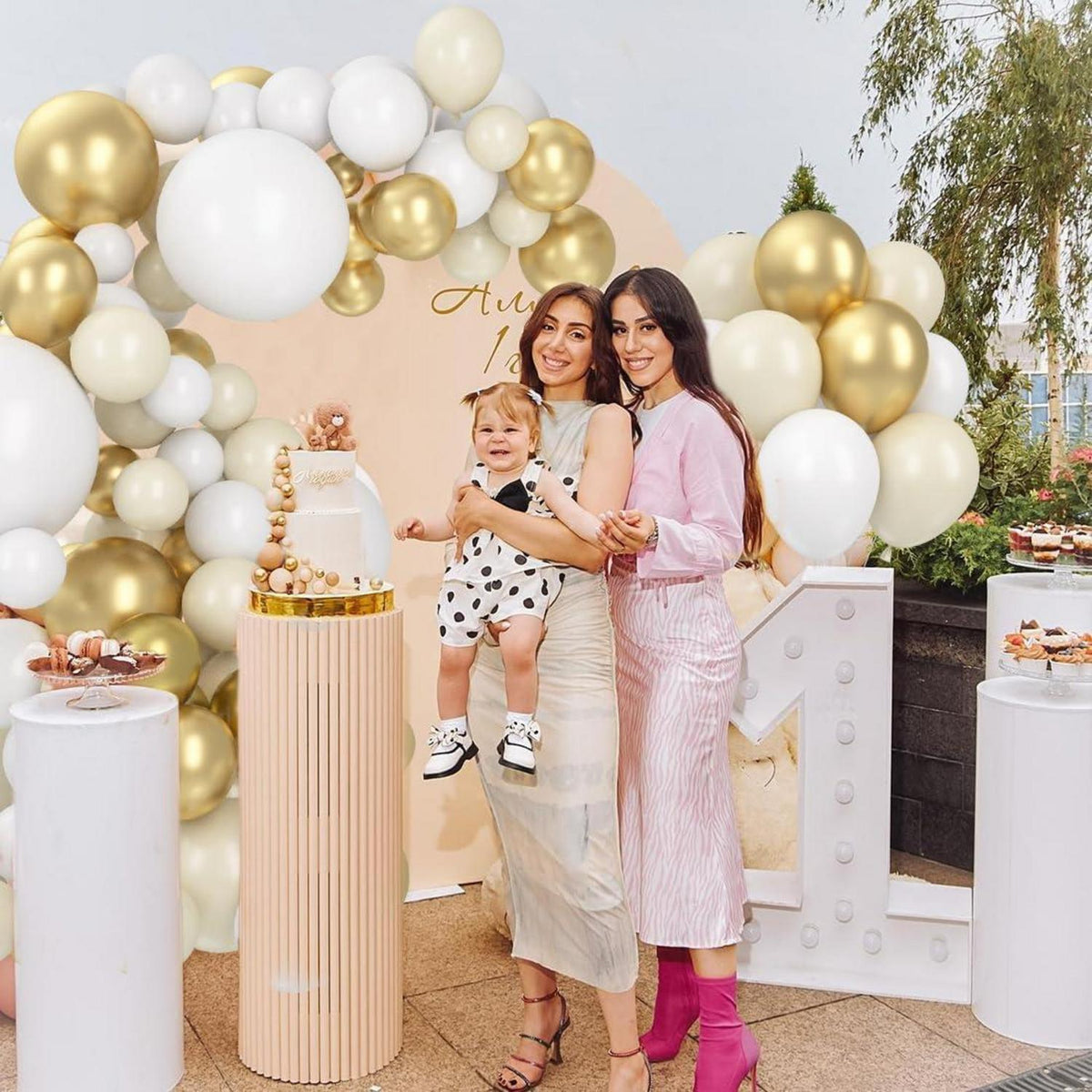 Beige Weiß Gold Latex Luftballons für Hochzeit Deko 60 Stück