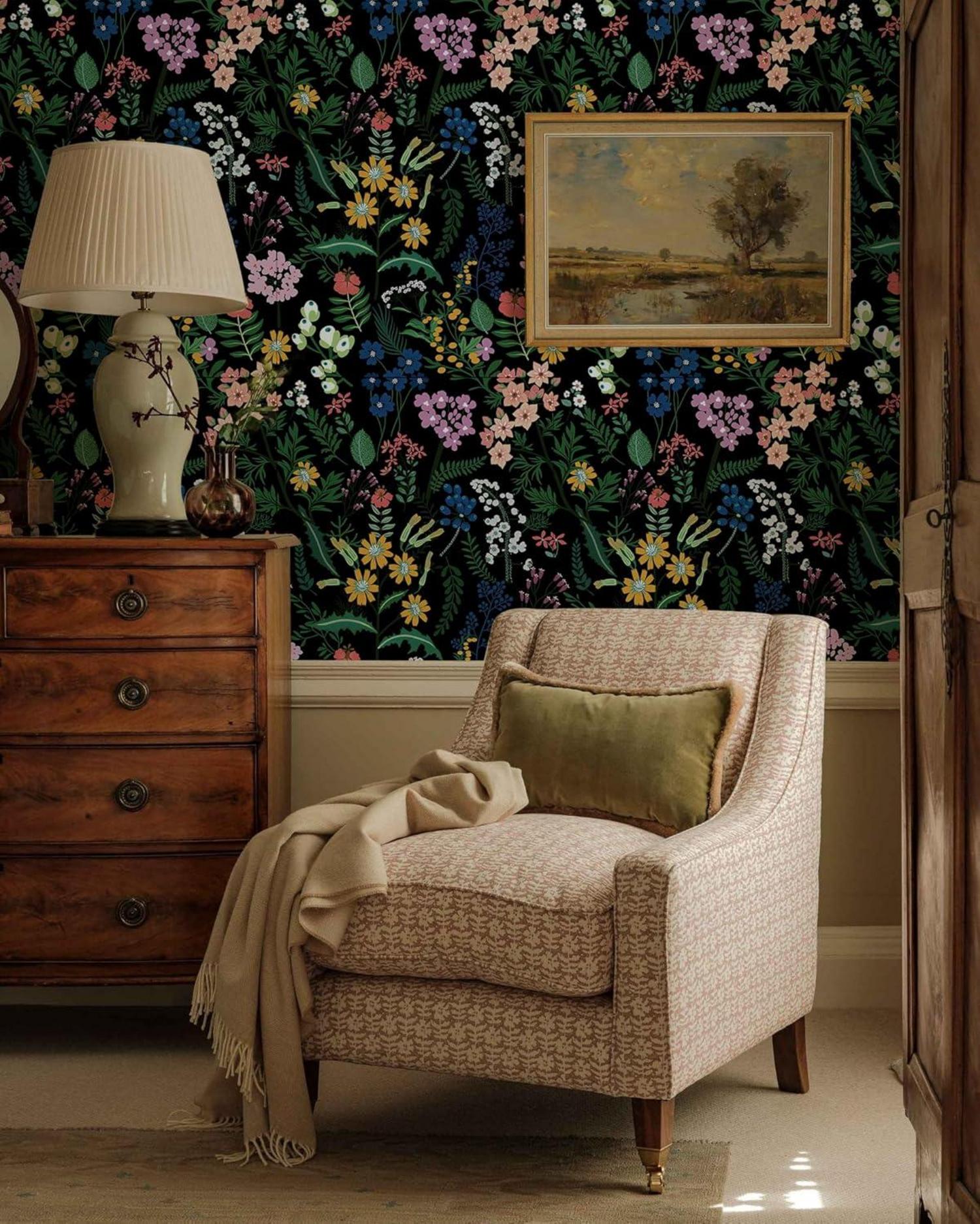 Selbstklebende Blumen Tapete PVC Wandfolie 44cm x 1000cm