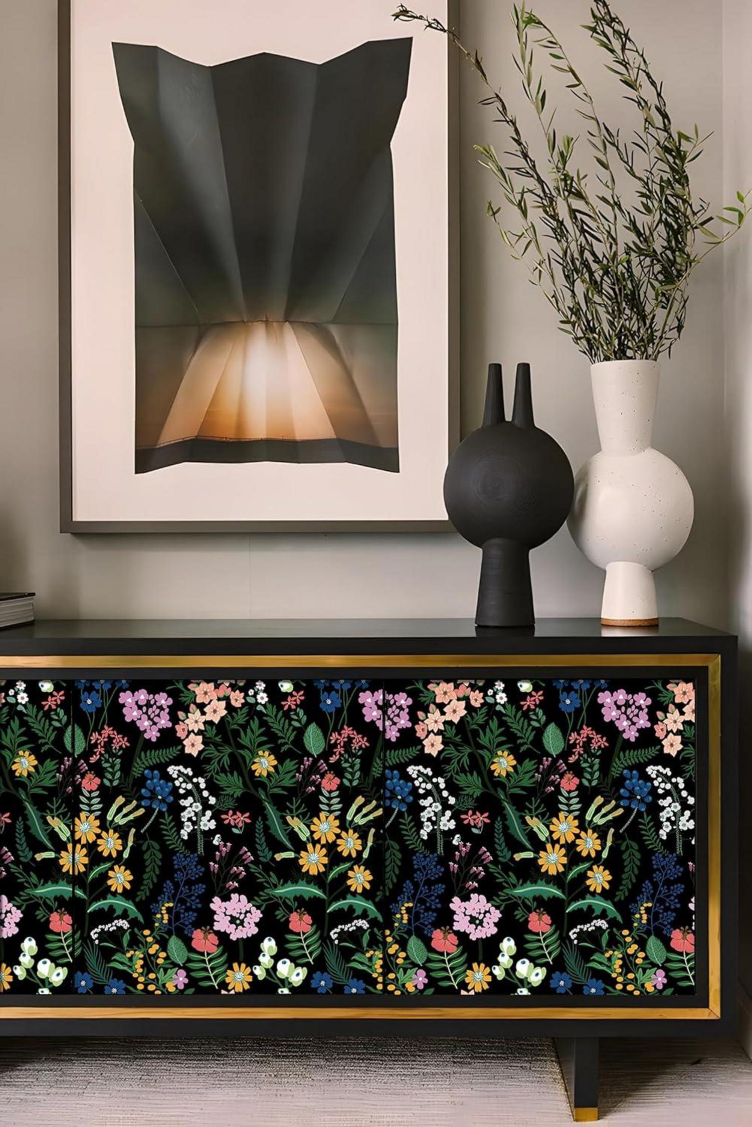 Selbstklebende Blumen Tapete PVC Wandfolie 44cm x 1000cm