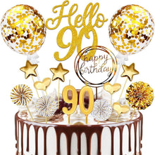 90 Geburtstag Tortendeko Set Glitzer Gold Cake Topper 20-teilig