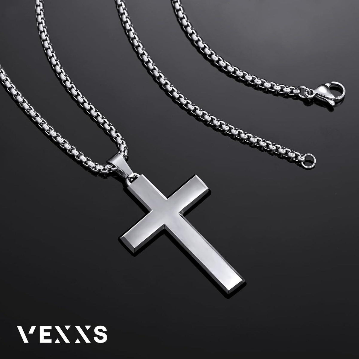 Kreuz Kette Herren 18 Karat Vergoldet Edelstahl Mattes Finish 61cm