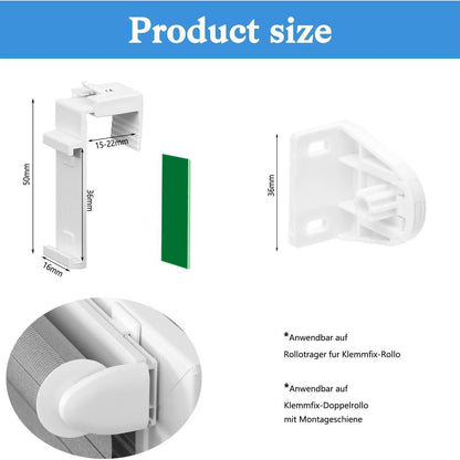 8 Stück Klemmhalter für Klemmfix Doppelrollo ohne Bohren