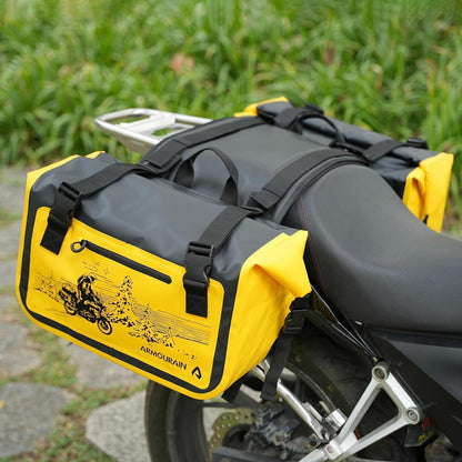 Motorrad Seitentasche 50L Wasserdicht Gelb mit Abnehmbarer Platte