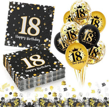18. Geburtstag Deko Servietten Set Schwarz Gold Luftballons