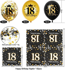18. Geburtstag Deko Servietten 60 Stück Schwarz Gold