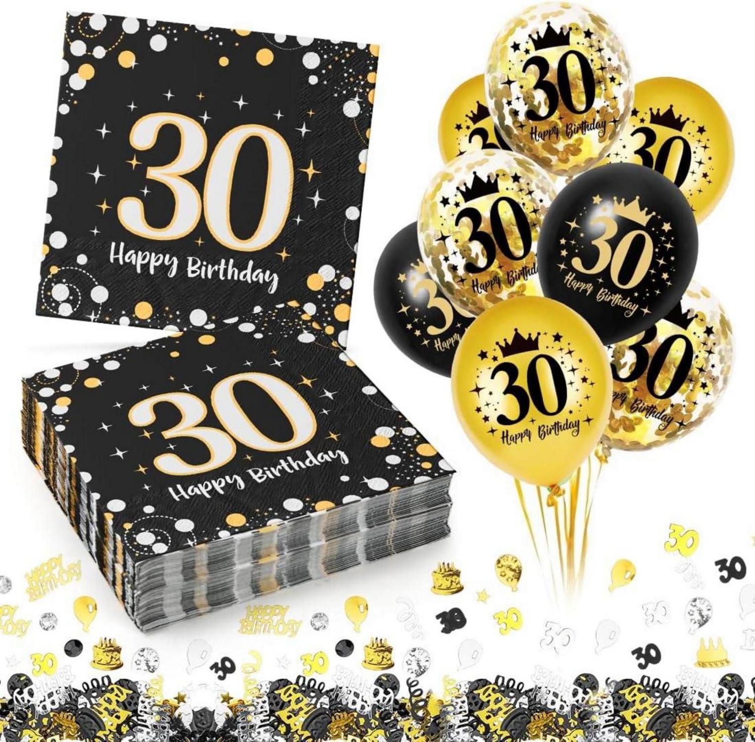 Servietten 30. Geburtstag Mann 60 Stück Luftballons 18 Deko