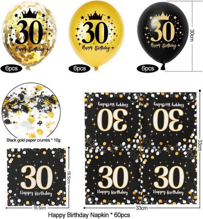 Servietten 30. Geburtstag Mann 60 Stück + Deko Luftballons