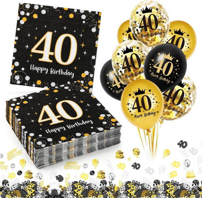 Servietten 40. Geburtstag Deko Set mit Luftballons 30 Stück