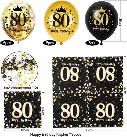 Servietten 80. Geburtstag Deko Mann Frau Luftballons 30