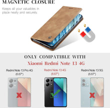 KZB Xiaomi Redmi Note 13 4G Hülle Braun Leder Flip Case