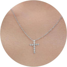 Goldkette Damen Kreuz Halskette Layered Kristall 14K Gold