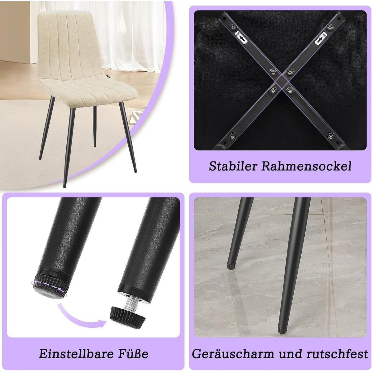 Esszimmerstühle 6er Set, Gepolsterte Stühle mit hoher Lehne
