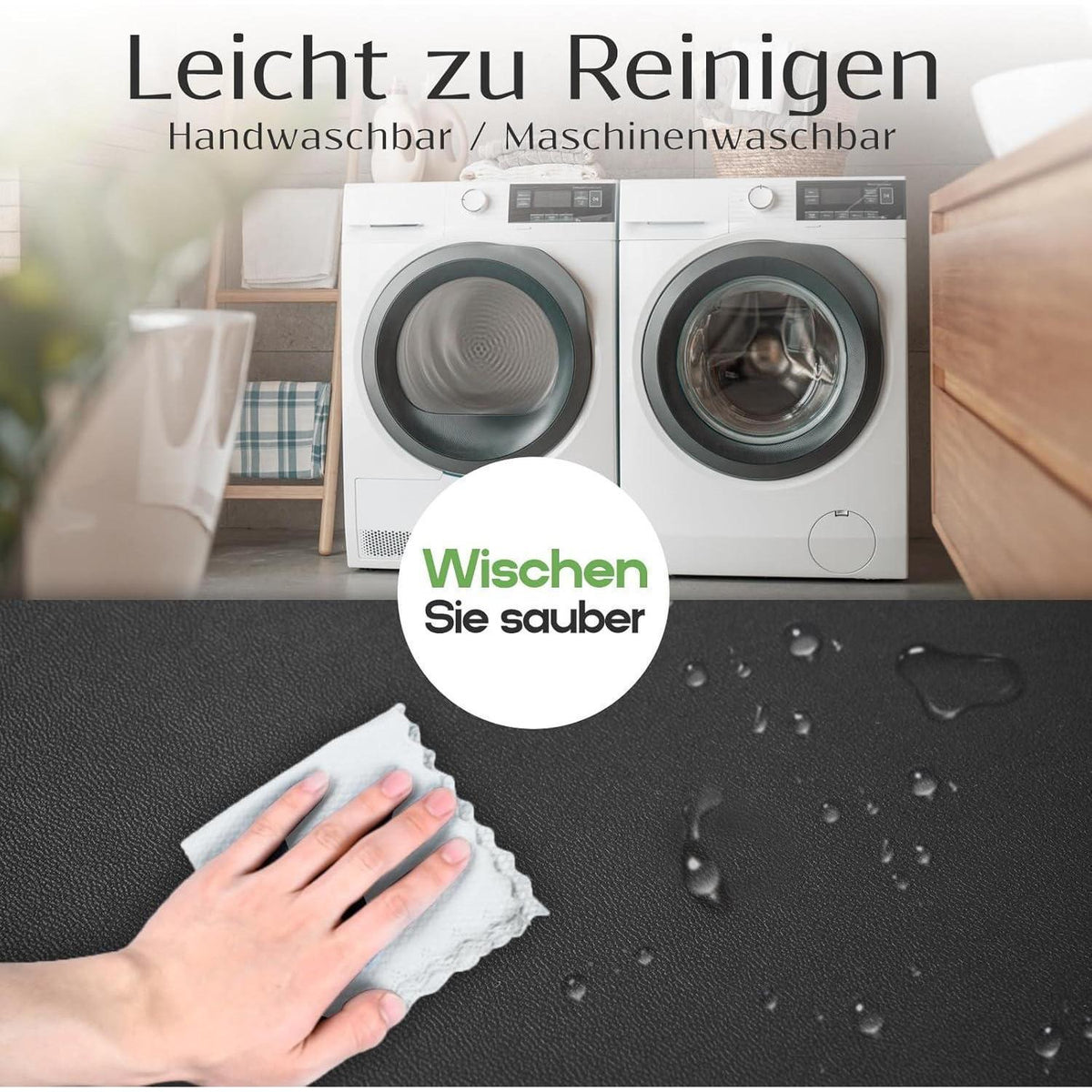 Stretch Stuhlhussen Set Schwarz –, 6 Stück in Lederoptik
