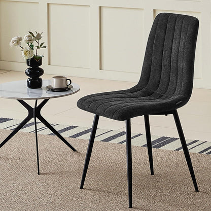 Esszimmerstühle 6er Set, Gepolsterte Stühle mit hoher Lehne, Schwarz