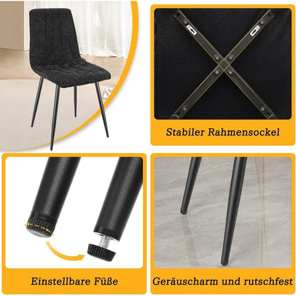 Esszimmerstühle 6er Set, Gepolsterte Stühle mit hoher Lehne, Schwarz