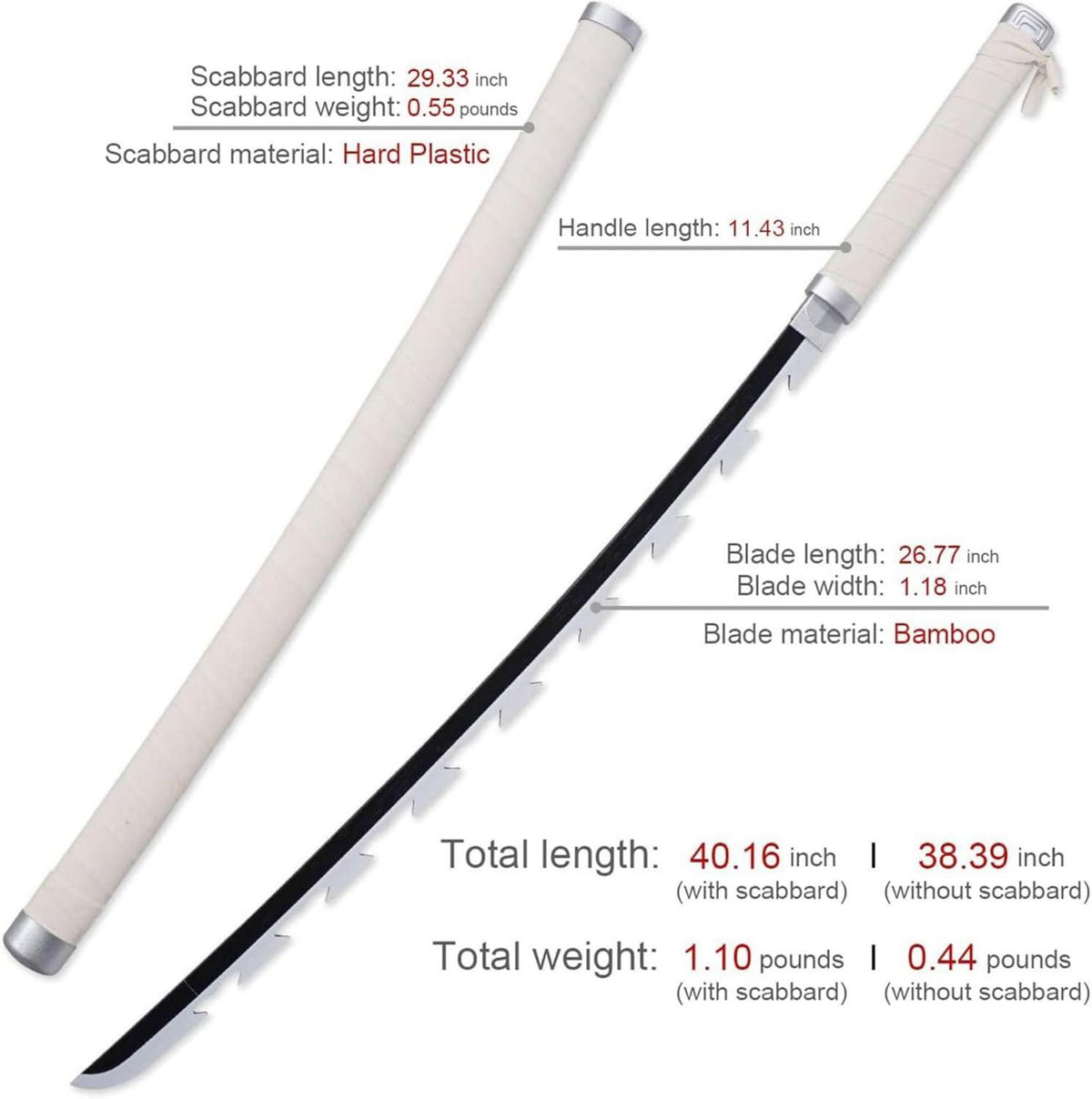 Cosplay Anime Katana Schwert 103cm Bambus 1:1 Animation