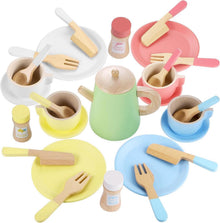 Kinderküche Zubehör Holz Teeservice Set - 28-teilig Spielküche