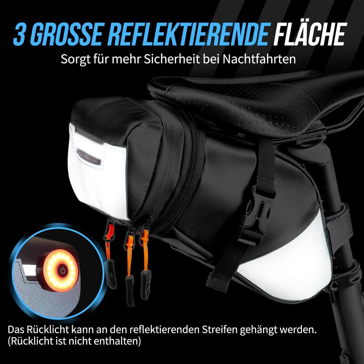 Fahrrad Satteltasche wasserdicht 2L Kapazität reflektierend