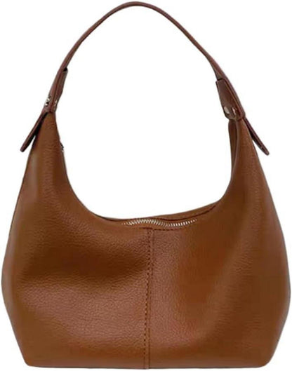 Einfarbig Hobo Bag PU Leder Handtasche Damen Vintage Umhängetasche Uni