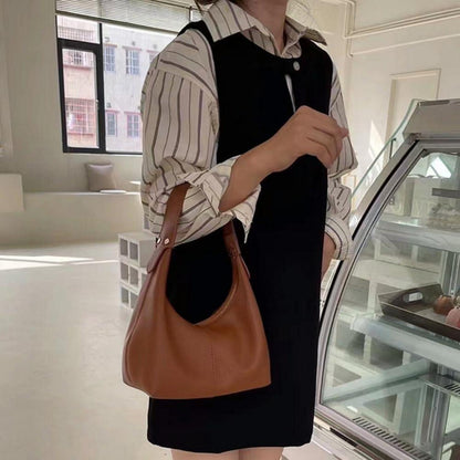 Einfarbig Hobo Bag PU Leder Handtasche Damen Vintage Umhängetasche Uni