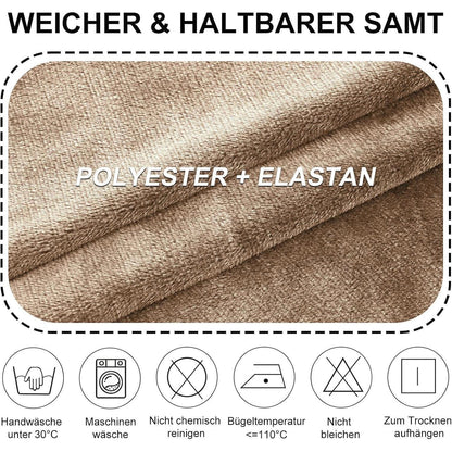 Stretch Samt Stuhlhussen Set - Universal Sesselbezug Kamel