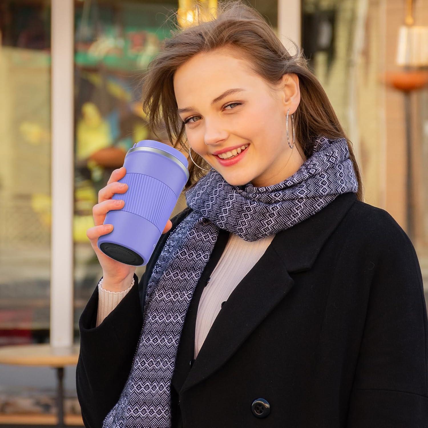 CS COSDDI Thermobecher Edelstahl Isolierbecher Travel Mug Vakuum 18oz Purple