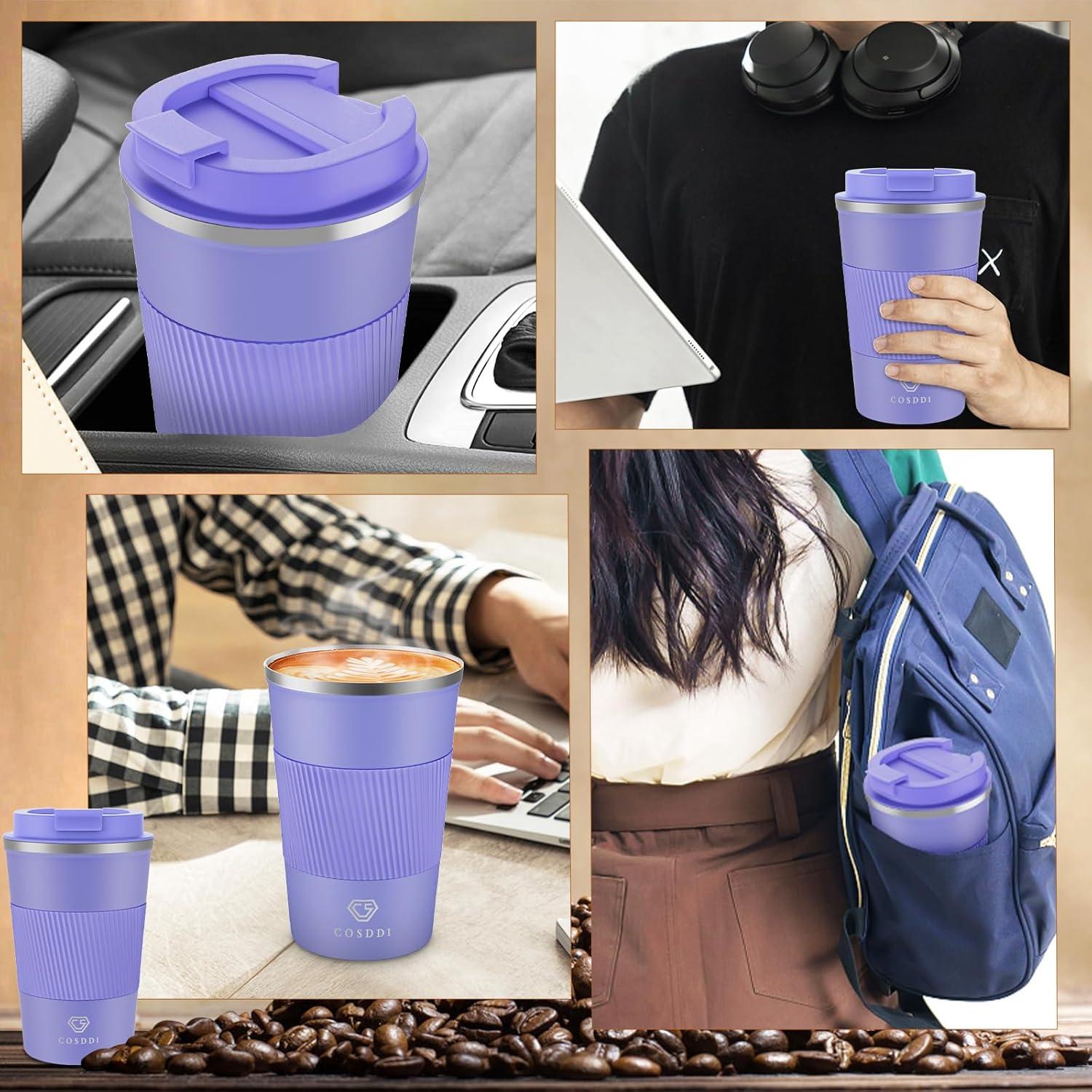 CS COSDDI Thermobecher Edelstahl Isolierbecher Travel Mug Vakuum 18oz Purple