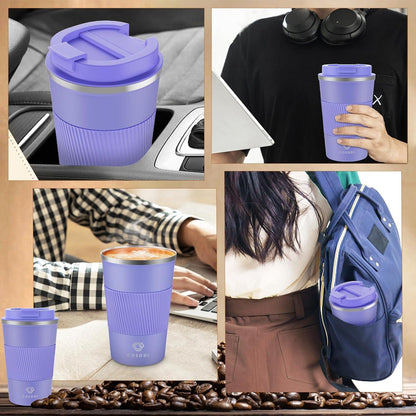 CS COSDDI Thermobecher Edelstahl Isolierbecher Travel Mug Vakuum 18oz Purple