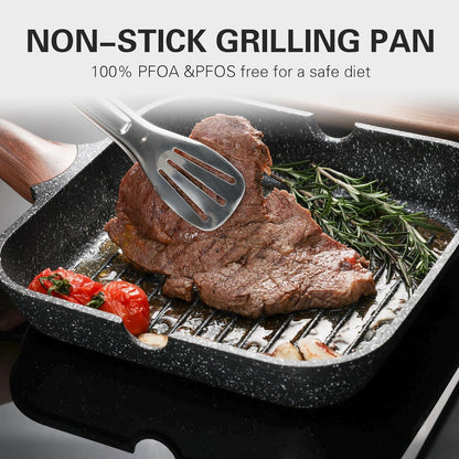 Antihaft-Grillpfanne 28cm Induktion Granitbeschichtung