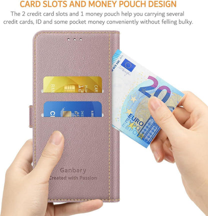 Handyhülle Xiaomi Redmi 13C Poco C65 Leder Klapphülle Roségold
