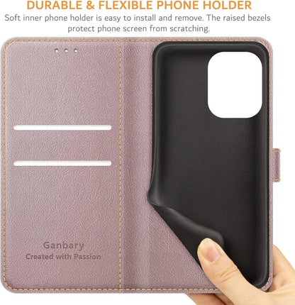 Handyhülle Xiaomi Redmi 13C Poco C65 Leder Klapphülle Roségold