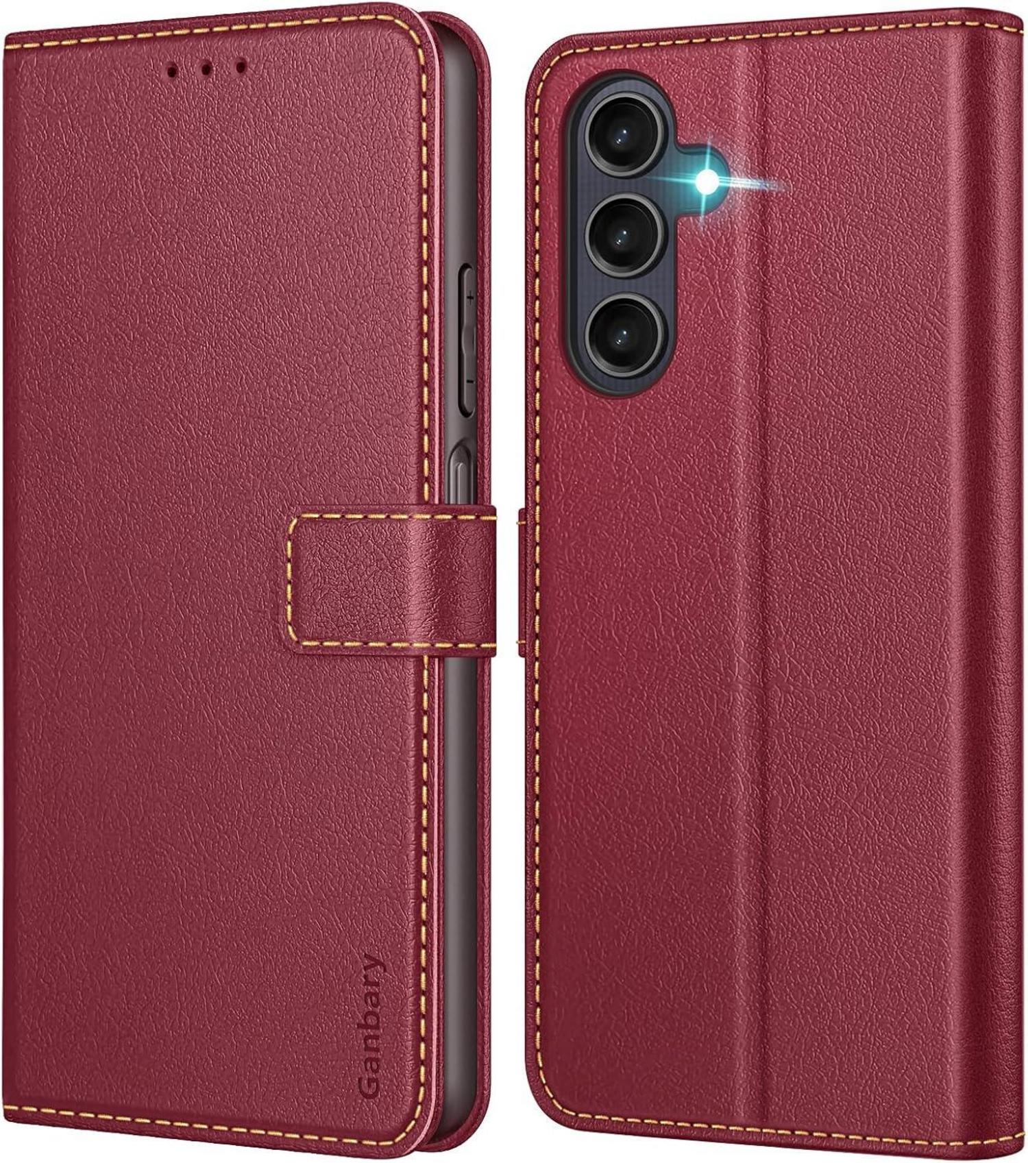 Samsung Galaxy A25 5G Handyhülle Leder Klapphülle Weinrot