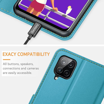 Samsung Galaxy A12 M12 Handyhülle Leder Klapphülle mit Kartenschlitz