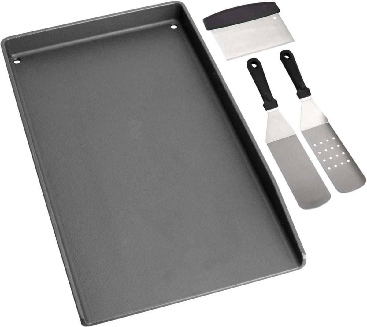 Gusseisen Grillplatte mit Grillspachtel Set für Gasgrill 44,5x26cm