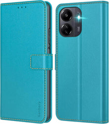 Leder Handyhülle Xiaomi Redmi 13C Poco C65 Azurblau
