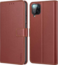 Samsung Galaxy A12 /M12 Handyhülle Leder Klapphülle Braun