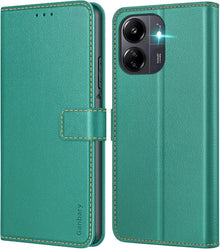 Handyhülle Xiaomi Redmi 13C Poco C65 Leder Klapphülle Blaugrün