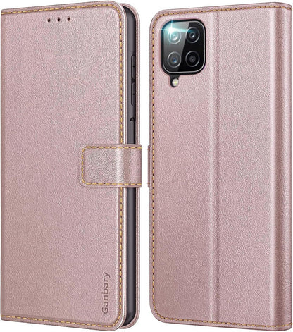 Samsung Galaxy A12 /M12 Handyhülle Leder Klapphülle Roségold