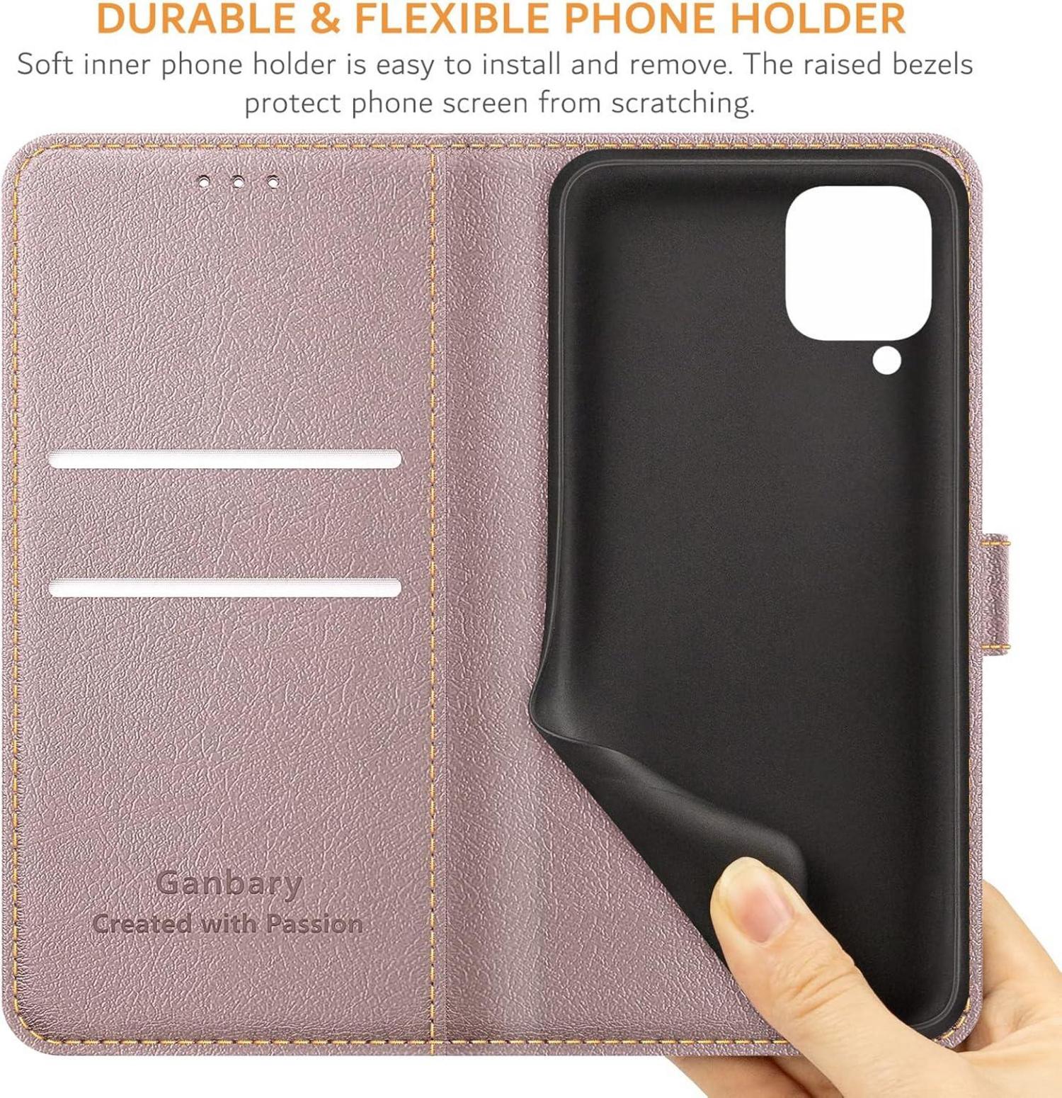 Handyhülle Samsung Galaxy A12/M12 Leder Klapphülle Roségold