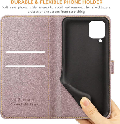 Handyhülle Samsung Galaxy A12/M12 Leder Klapphülle Roségold