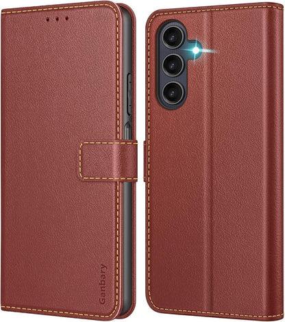 Handyhülle Samsung Galaxy A25 5G Lederklapphülle Braun standfunktion