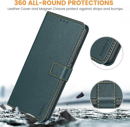 Samsung Galaxy A25 5G Handyhülle Leder Klapphülle Dunkelgrün